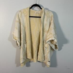 Roxy Beige Ikat Knit Hooded‎ Open Cardigan OS